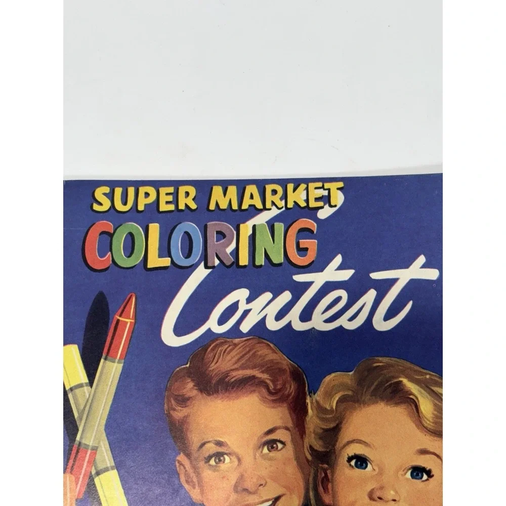 Vintage 1954 Unused Super Market Coloring Contest Book‎ Pictures Brands Kraft 5x
